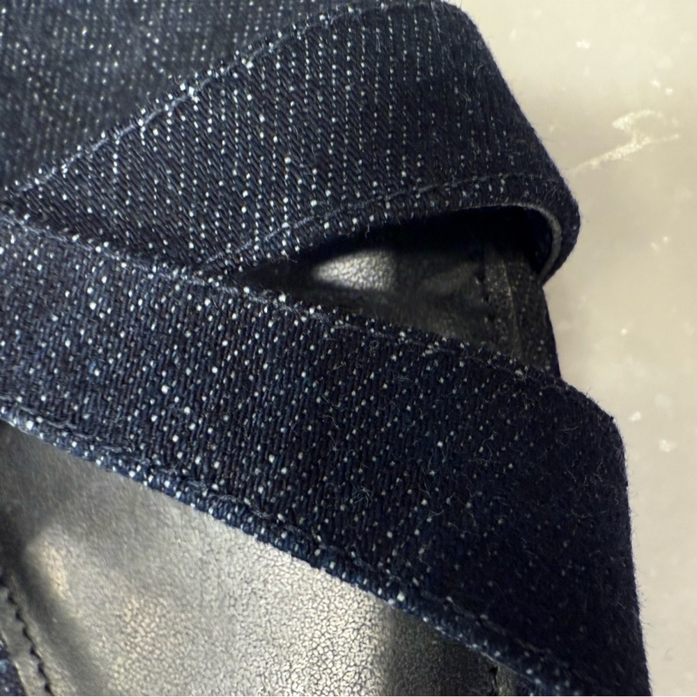 Marc Fisher LTD Women’s Crisscross Dark Blue Denim Kitten Heel Slides Sz 8.5 NEW - Picture 7 of 11